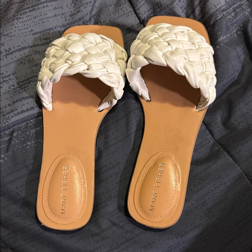 Marc Fisher Women's White Braided Sandals